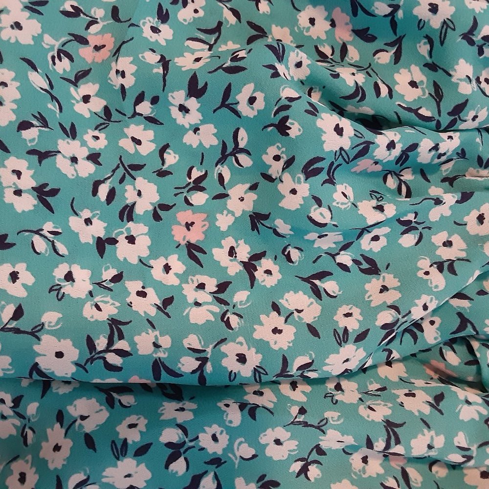 Aqua Blue Floral-Print Smocked  Good Luck Gem Women's Skirt - Picture 4 of 15